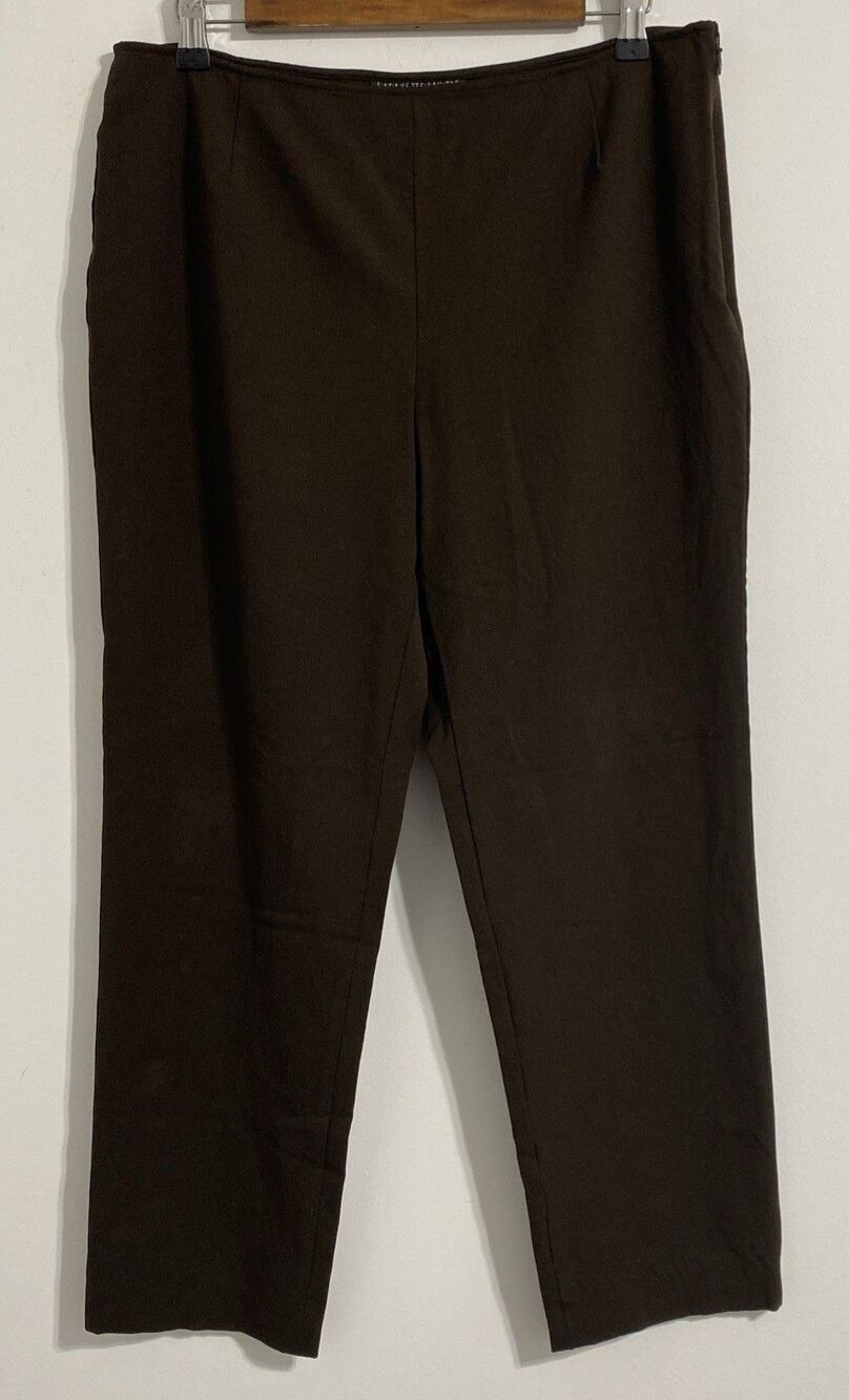 LAFAYETTE 148 NEW YORK Pants Women's 12 Brown Side Zip Wool Blend Ankle Straight
